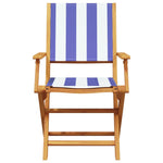 3 Piece Bistro Set Blue and White Fabric and Solid Wood 3281813