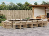 17 Piece Garden Dining Set with Cushions Beige Poly Rattan 3211786