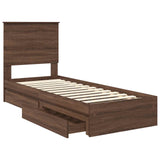 Storage Bed with Drawer Brown Oak 75 x 190 cm Engineered Wood 3411263
