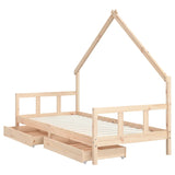 Kids Bed Frame with Drawers 90x200 cm Solid Wood Pine 834552