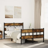 Metal Bed Frame without Mattress Smoked Oak 120x200 cm 4017069