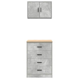 ZNTS Garage Cabinets 2 pcs Concrete Grey Engineered Wood 3328335