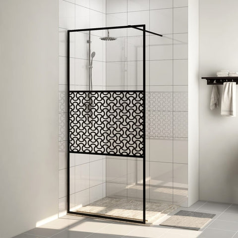 Walk-in Shower Wall with Clear ESG Glass 100x195 cm Black 151030