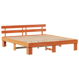 Bed Frame with Headboard Wax Brown 200 x 200 cm Solid Pine Wood 872430