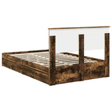 Storage Bed with Drawer Smoked Oak 120 x 200 cm Engineered Wood 3410816