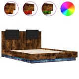 Bed Frame with LED without Mattress Smoked Oak 120x190 cm Small Double 3210056