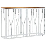 Console Table Silver Stainless Steel and Solid Wood Acacia 350031