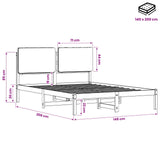 Bed Frame with Upholstered Headboard Natural and Dark Grey 903983