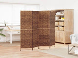 Room Divider 4-Panel Brown 163x180 cm Water Hyacinth 355195