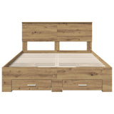 Bed Frame with Drawer Artisan Oak 140 x 190 cm Engineered Wood 3408262