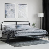 Bed Frame Black Powder-Coated Steel 200x200cm Bed Frame 353642