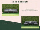 Garden Daybed, 6 Piece Outdoor Sectional Sofa Set, Aluminum Patio Conversation Furniture Set with T3398P314154