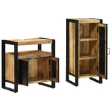 Bathroom Furniture Set with Shelf 2 pcs Brown Solid Mango Wood 3305608