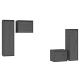 TV Cabinets 4 pcs Grey Solid Wood Pine 3100251