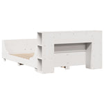 ZNTS Bed Frame without Mattress White 135x190 cm Double Solid Wood Pine 3323777