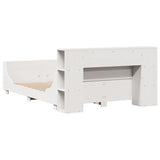 ZNTS Bed Frame without Mattress White 135x190 cm Double Solid Wood Pine 3323777
