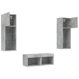 4 Piece TV Wall Cabinets with LED Lights Concrete Grey 3216579