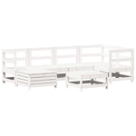 7 Piece Garden Sofa Set White Solid Wood Pine 3250909