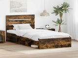 Bed Frame with Headboard Smoked Oak 75 x 190 cm Solid Pine Wood 3411804