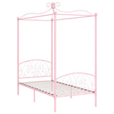 Canopy Bed Frame without Mattress Pink Metal 90x200 cm 284486