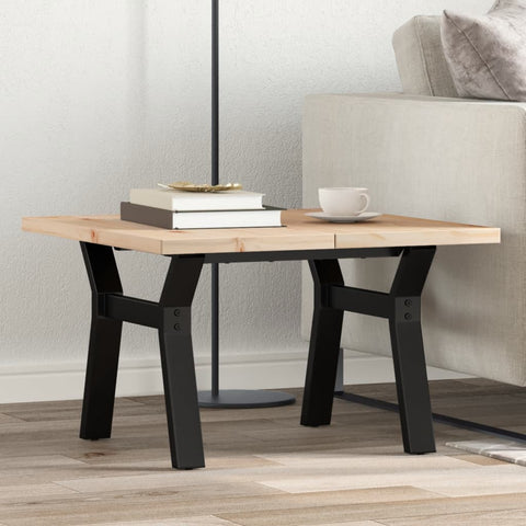 ZNTS Coffee Table Y-Frame 70x70x40.5 cm Solid Wood Pine and Steel 3282771