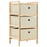 Storage Racks with 3 Fabric Baskets 2 pcs Beige Cedar Wood 276231