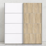 Verona Sliding Wardrobe 180cm in Oak with White and Oak doors with 5 Shelves 7037528243