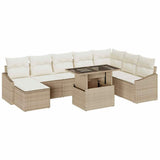 Sofa Set with Cushion 9 pcs Beige and Cream Poly Rattan 3349057