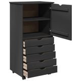 Rolling Cabinet Grey 53 x 39 x 103 cm Solid Pine Wood 42028370