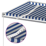 Manual Retractable Awning with LED 500x350 cm Blue and White 3069021