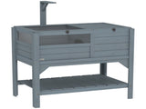 Wooden Tortoise House, with Shelter, Run, Shelf, Lamp Holder, Tray, Grey T3398P350001