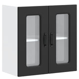 Kitchen Wall Cabinet with Glass Door Kalmar Black Engineered Wood 853668