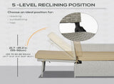 5PC PE Rattan Sun Lounger, Outdoor Wicker 5-level Adjustable Recliner Sofa Bed with Storage Side T3398P315927