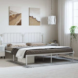 Metal Bed Frame without Mattress with Headboard White 193x203cm 373942