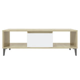 Coffee Table White and Sonoma Oak 103.5x60x35 cm Engineered Wood 806027