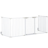 5 Panels Pet Playpen Metal Fence w/ Walk Through Door - White T3398P349716