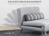 Single Sofa Bed, 1 Person Sleeper Foldable Lounge with Pillow, Grey T3398P328104