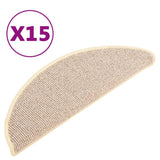 Stair Mats 15 pcs 65x21x4 cm White and Brown Half Round Large 149860