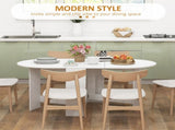 Folding Dining Table, Drop Leaf Table for Small Spaces, Oval Tabletop for Dining Room, Ash T3398P343529