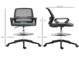102.5-126cm Draughtsman Office Chair, with Footrest - Grey T3398P329505