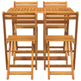Bistro Set Folding 5 pcs Oil Natural Solid Acacia Wood 4105503