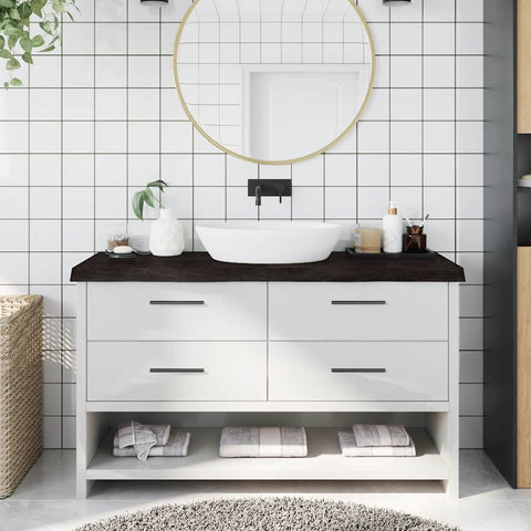 Bathroom Countertop Dark Brown 140x50x cm Treated Solid Wood 3156246