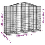Arched Gabion Baskets 3 pcs 200x50x140/160 cm Galvanised Iron 3145683