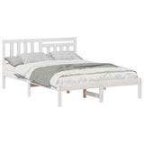 Bed Frame with Headboard White 135 x 190 cm Solid Pine Wood 872240