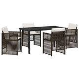 Garden Dining Set 5 pcs Brown Powder-Coated Steel 3380658