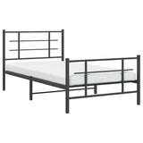 Metal Bed Frame without Mattress with Footboard Black 100x200cm 355574