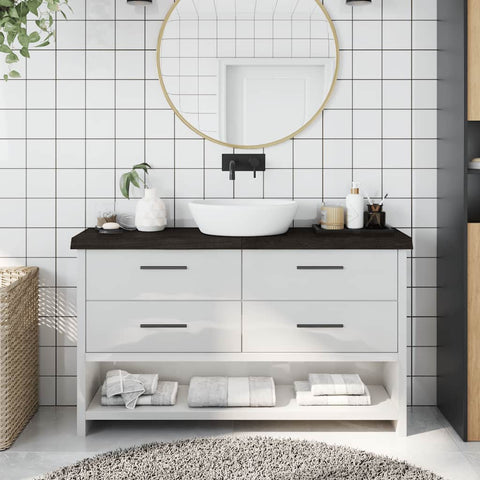 Bathroom Countertop Dark Brown 120x30x cm Treated Solid Wood 3156234