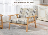 Modern One Seater Sofa for Living Room, Linen Fabric Small Couch with Rubber Wood Frame, Armrests, T3398P341261