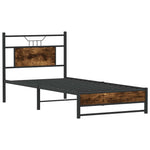 Bed Frame without Mattress Smoked Oak 90x190 cm Single Engineered Wood 4106900