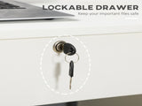 Computer Desk, Home Office Desk with Lockable Drawer, Storage Shelf for Study Bedroom, 110 x 50 x 76 T3398P378012
